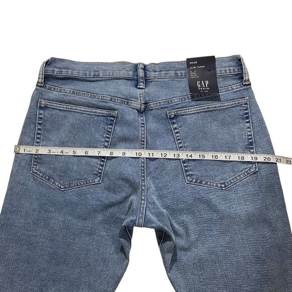 Gap Flex Slim Taper Men Light Wash Jeans Sz 34 x28 NWT Stretch Whiskered Denim - Picture 11 of 13